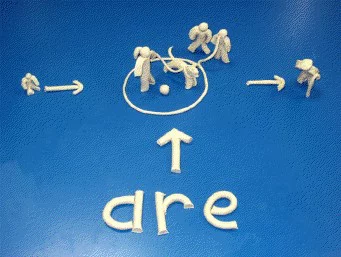 arrow points from word to group of people at enter of image with a time line